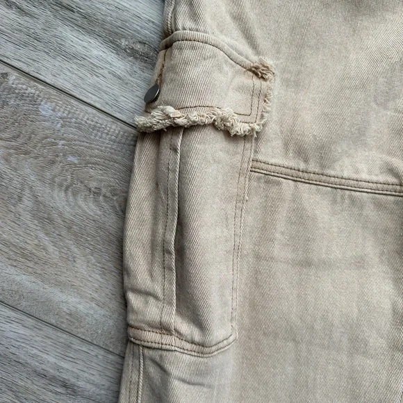 Pol Distressed Edge Cargo Pants Beige Large - Picture 3 of 8